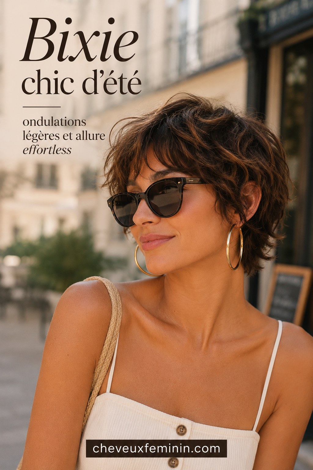 Bixie chic d'été avec ondulations légères et allure effortless en extérieur