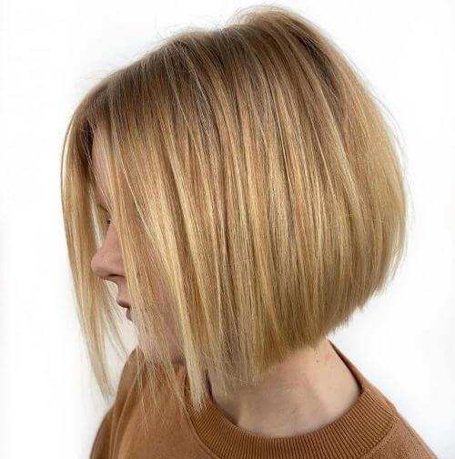 Bob plongeant blond miel