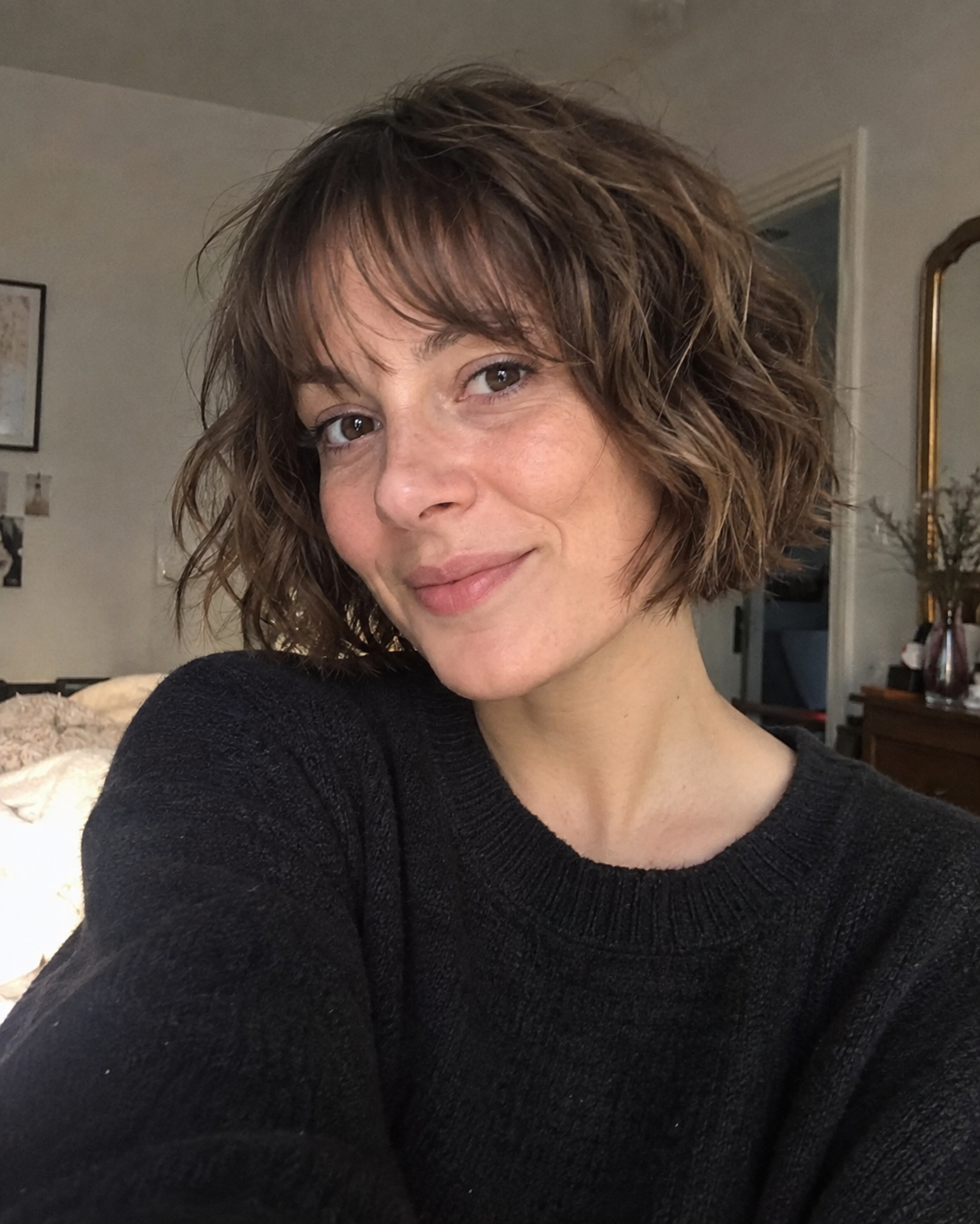 Carré wavy avec frange légère