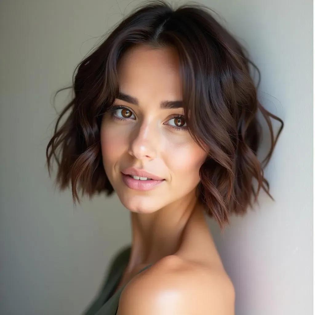 Carré ondulé brun naturel