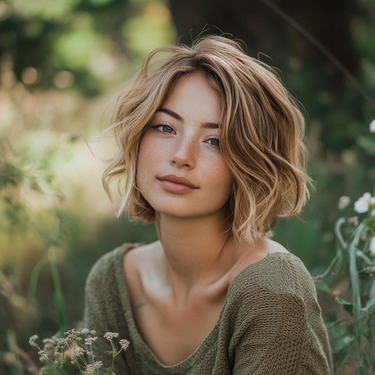 Carré ondulé cheveux fins volume