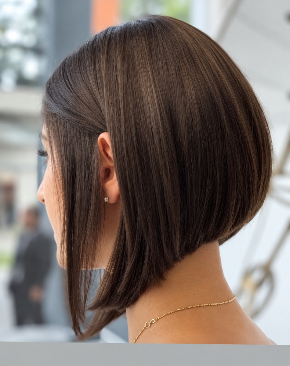 Carré inversé sur cheveux lisses
