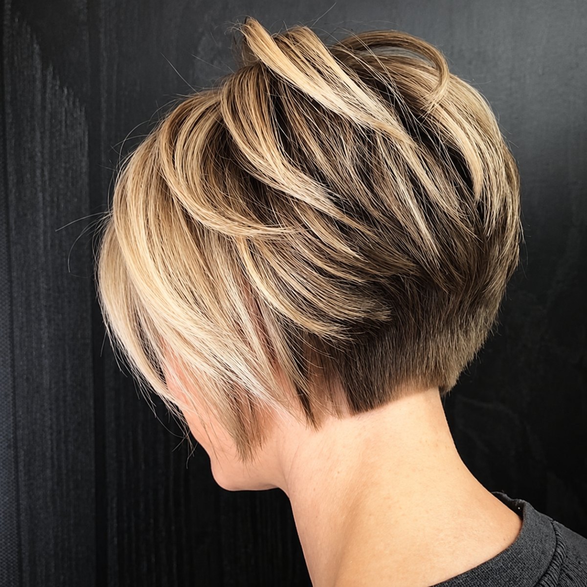 Carré plongeant court cheveux épais