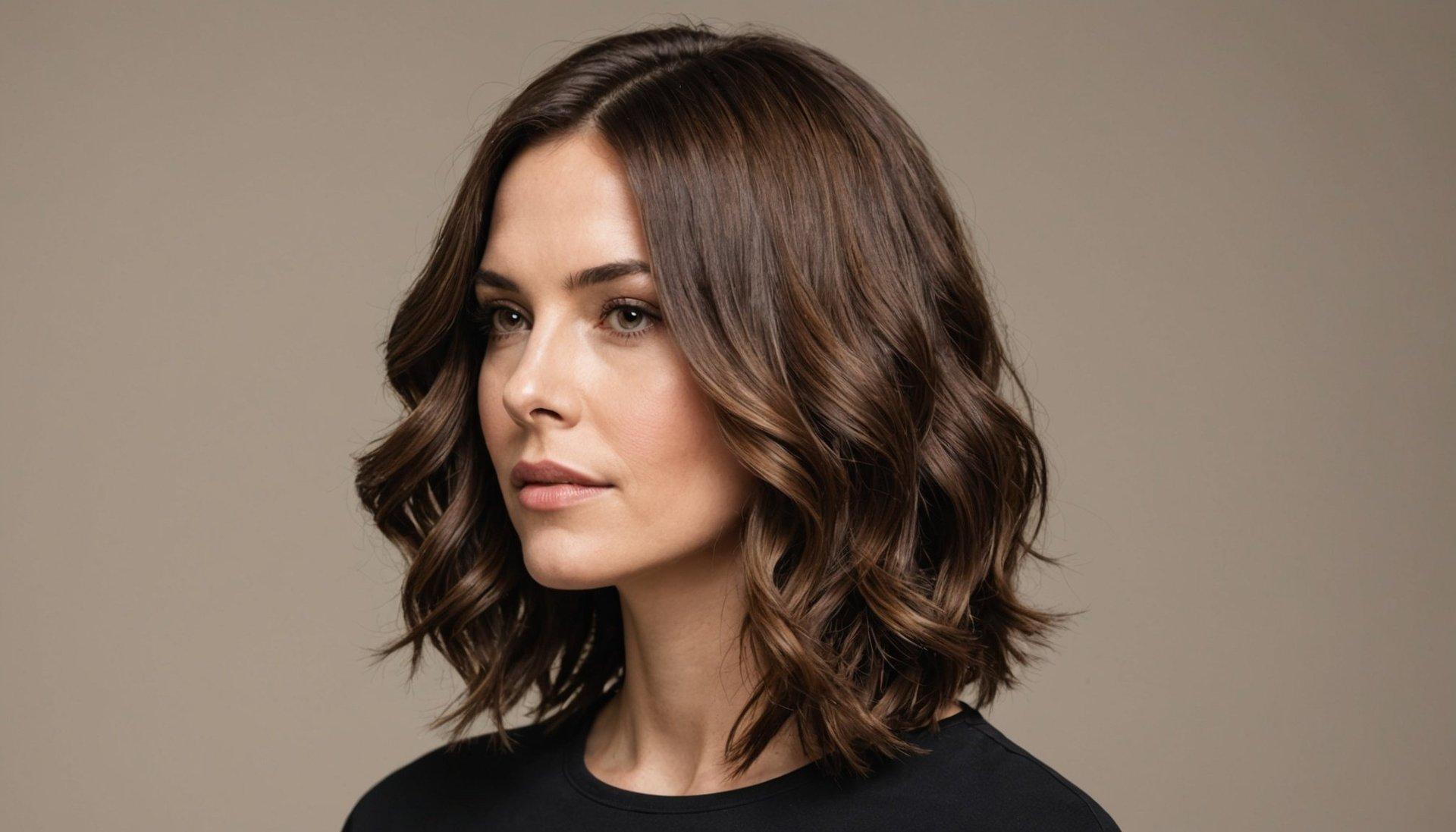 Carré wavy brun élégant naturel