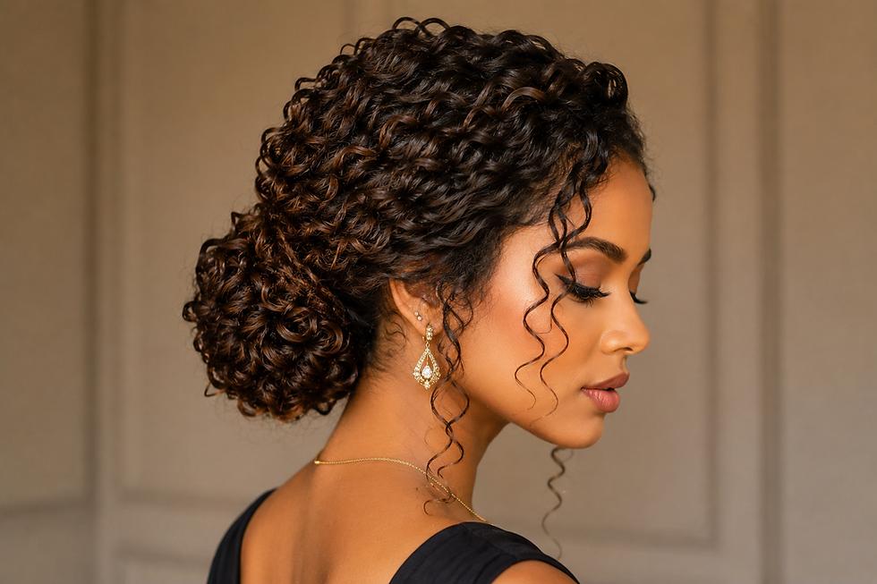 Cheveux bouclés attachés chic