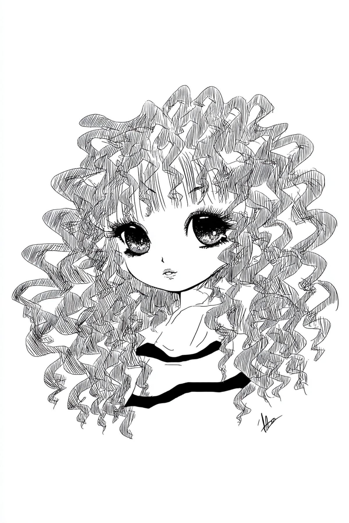 11. Chibi expressif aux grosses mèches pour for cheveux bouclés dessin manga ideas