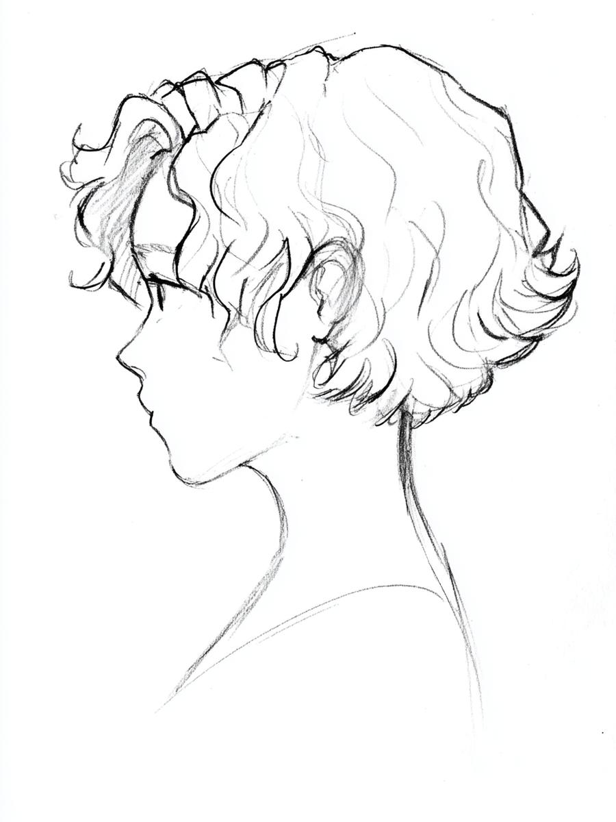 15. Coupe courte bouclée et nuque visible pour for cheveux bouclés dessin manga ideas