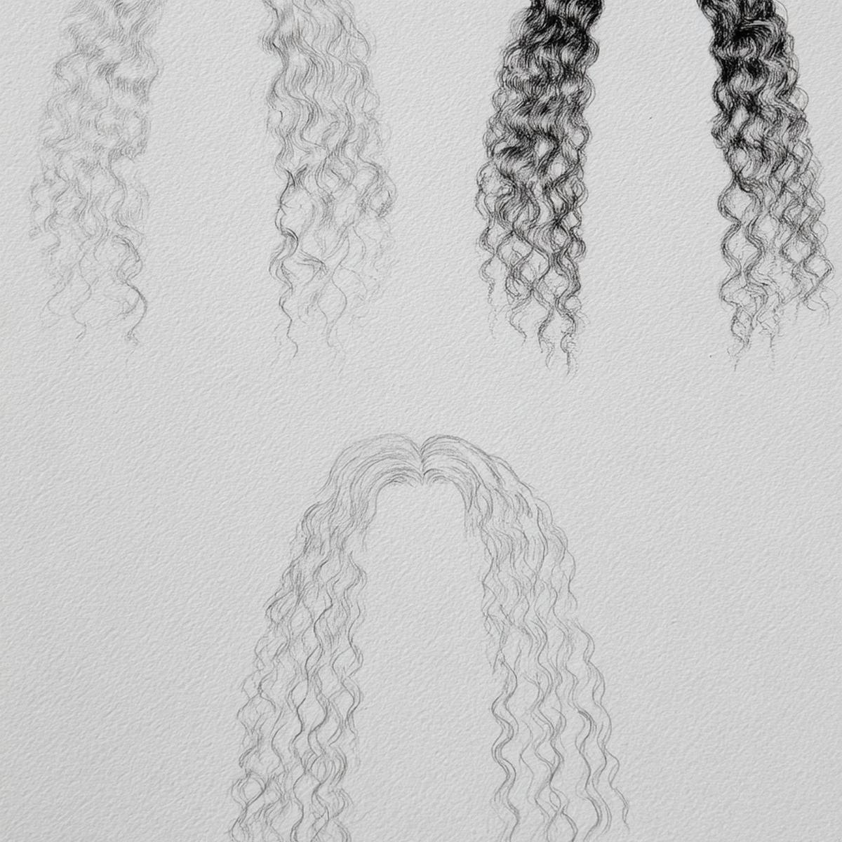 16. Méthode en trois passes au crayon pour for cheveux bouclés dessin tuto ideas