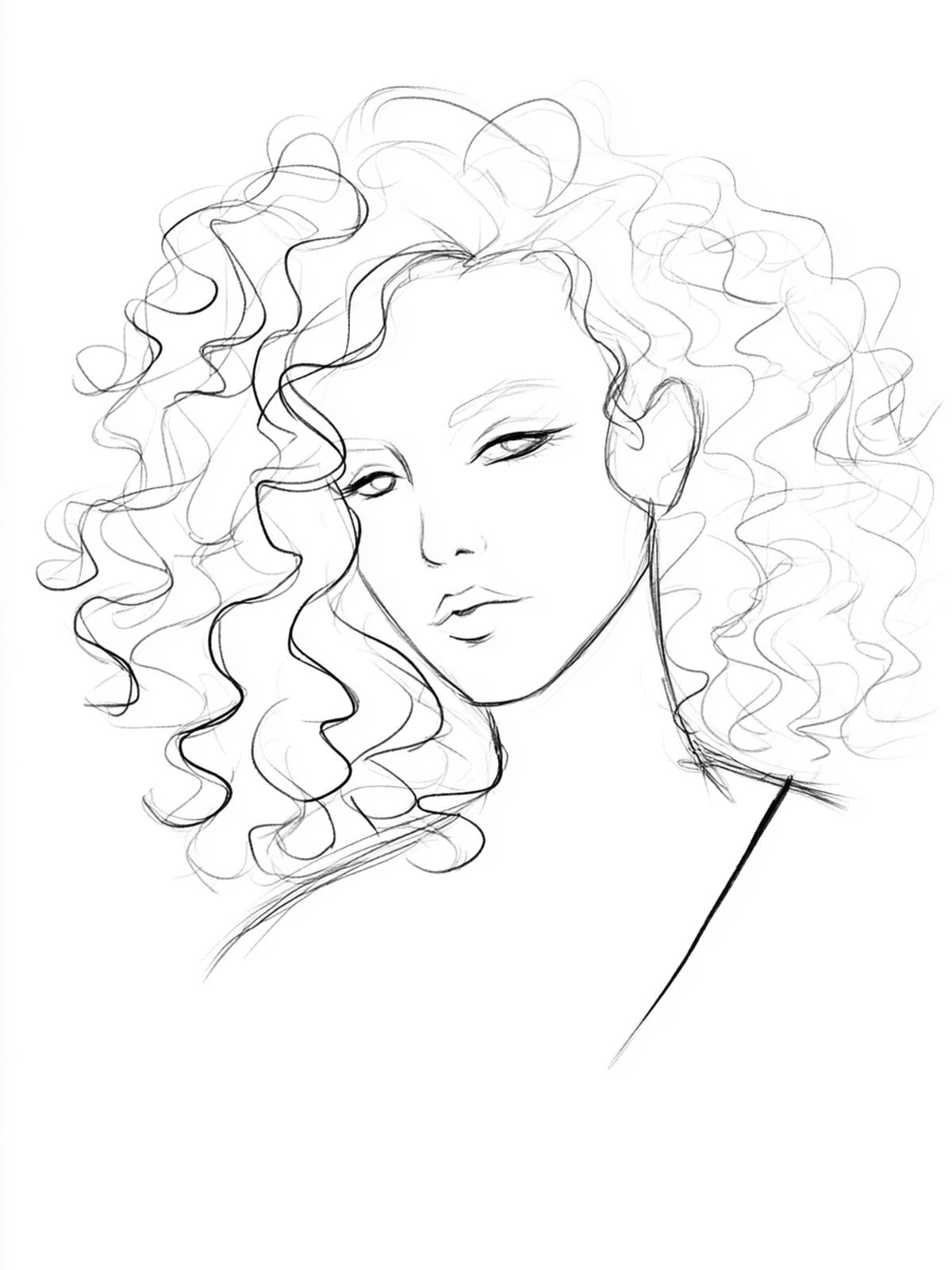 2. Boucles en S superposés et contraste doux pour for cheveux boucles dessin ideas