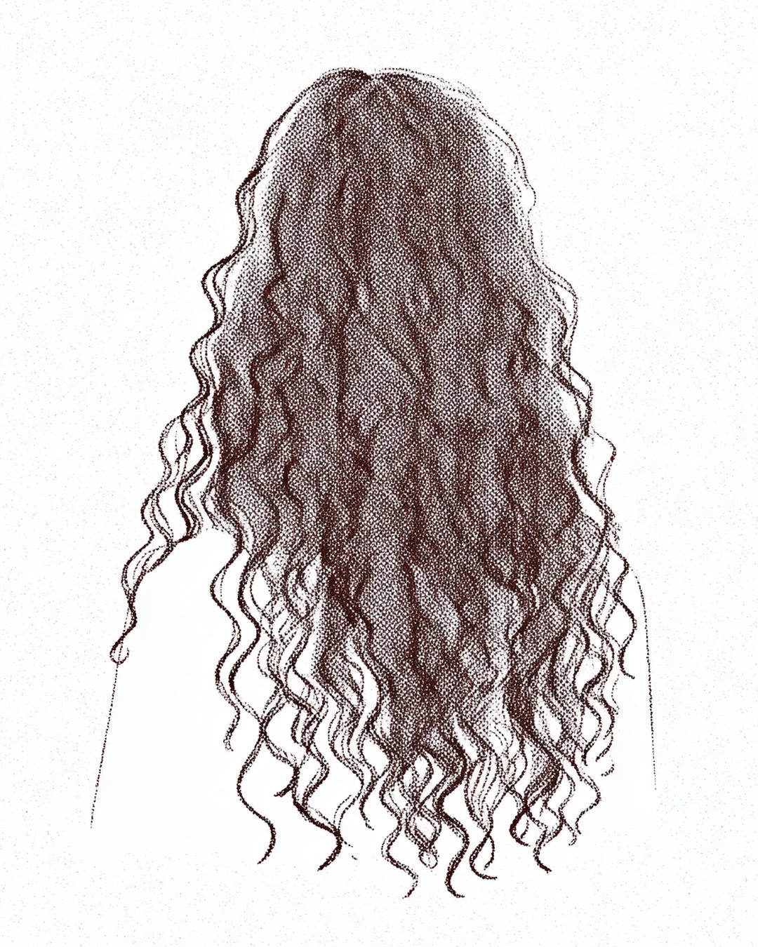 23. Texture suggérée par points et mini-C pour for cheveux bouclés dessin facile ideas