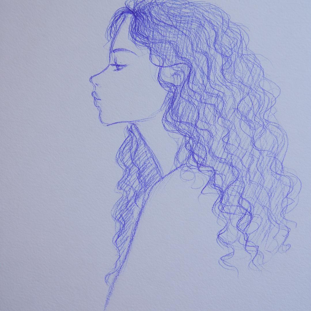 26. Profil net avec boucles en avant du visage pour for cheveux bouclés dessin de profil ideas