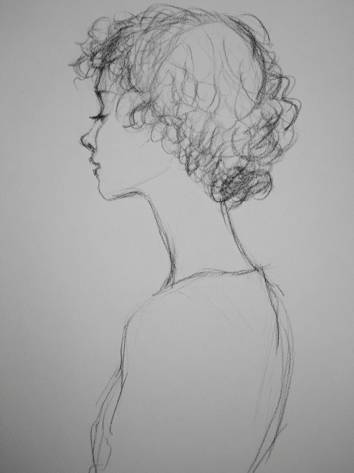 27. Nuque visible et masse arrière arrondie pour for cheveux bouclés dessin de profil ideas