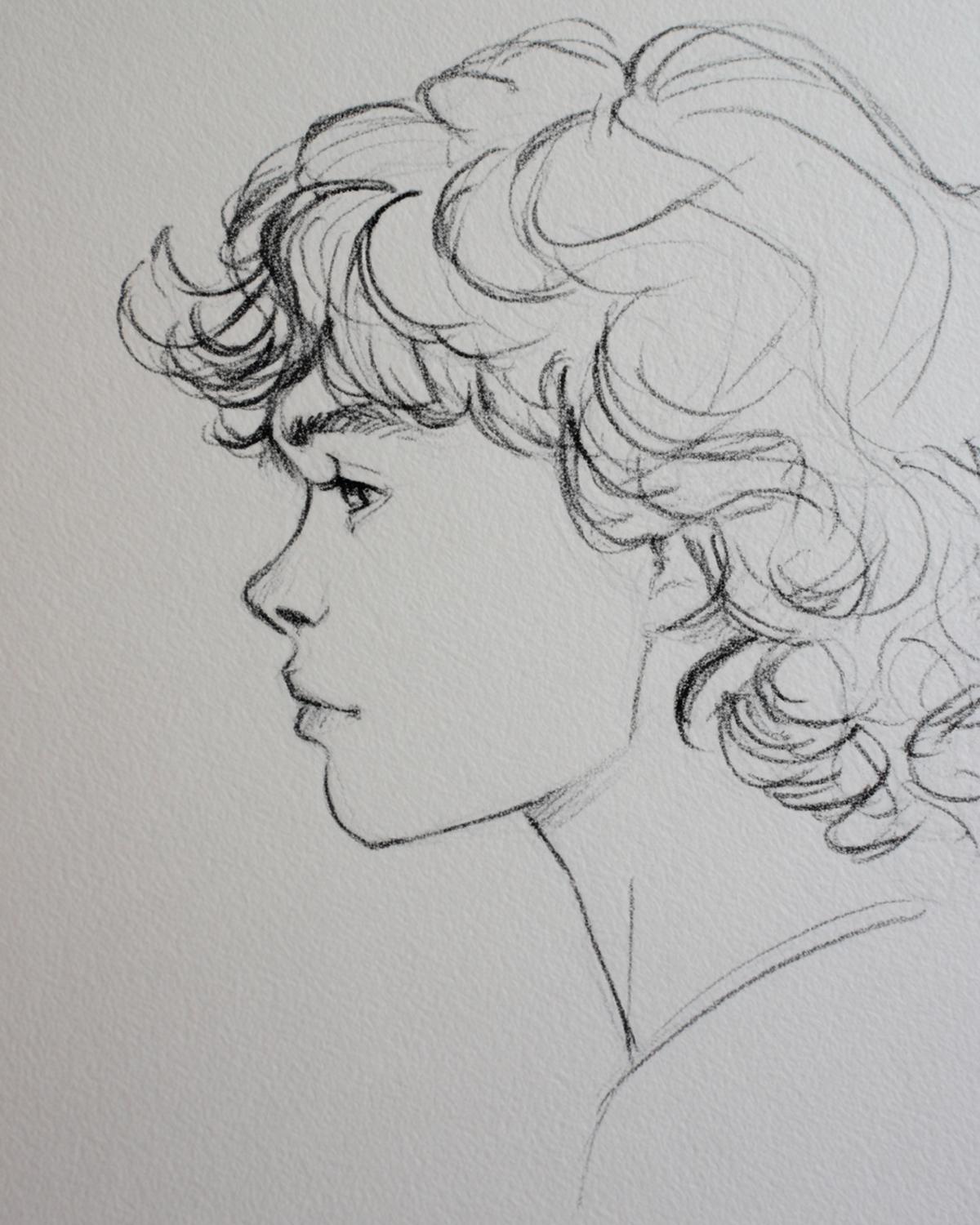 28. Oreille partiellement couverte et boucles en étages pour for cheveux bouclés dessin de profil ideas