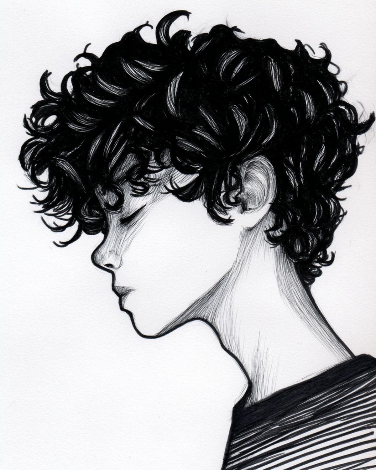 32. Boucles énergiques en saut et mèches flottantes pour for cheveux bouclés dessin garçon ideas