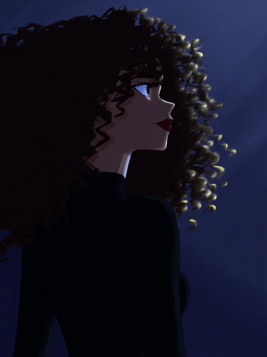 37. Scène nocturne et boucles en contre-jour pour for cheveux bouclés dessin anime ideas