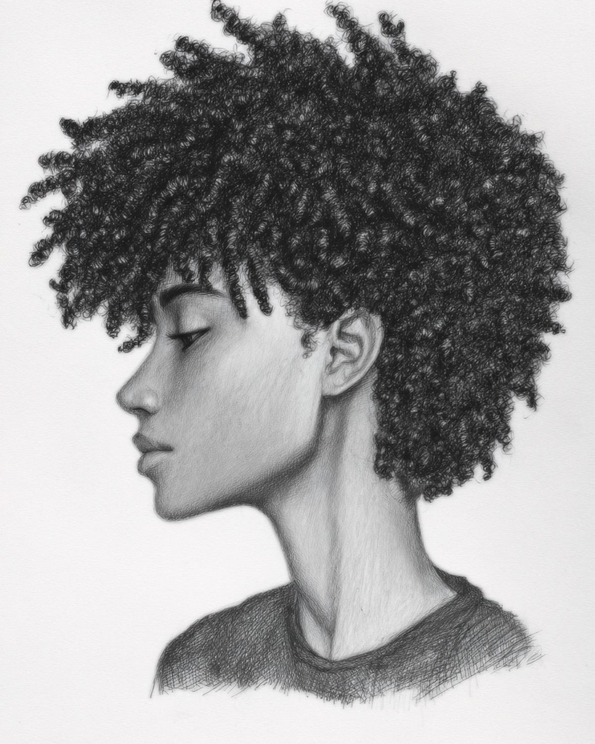 5. Boucles serrées façon nuage et bords effilés pour for cheveux boucles dessin ideas