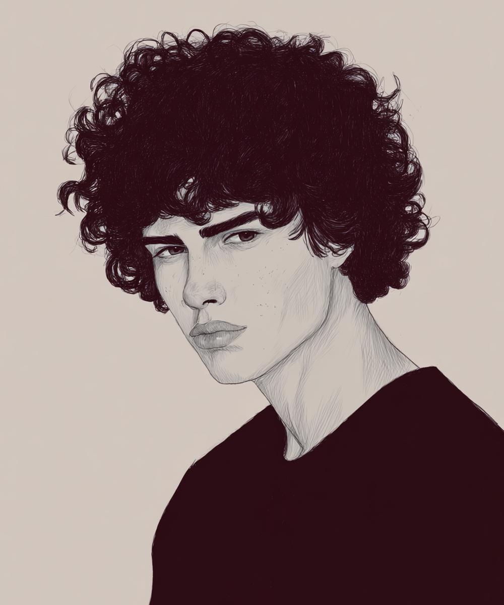 7. Coiffé-décoiffé avec mèches rebelles pour for cheveux bouclés dessin homme ideas