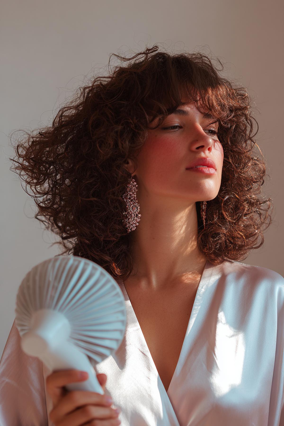 13. Séchage dirigé au diffuseur pour Cheveux bouclés frange lisse sans plaques