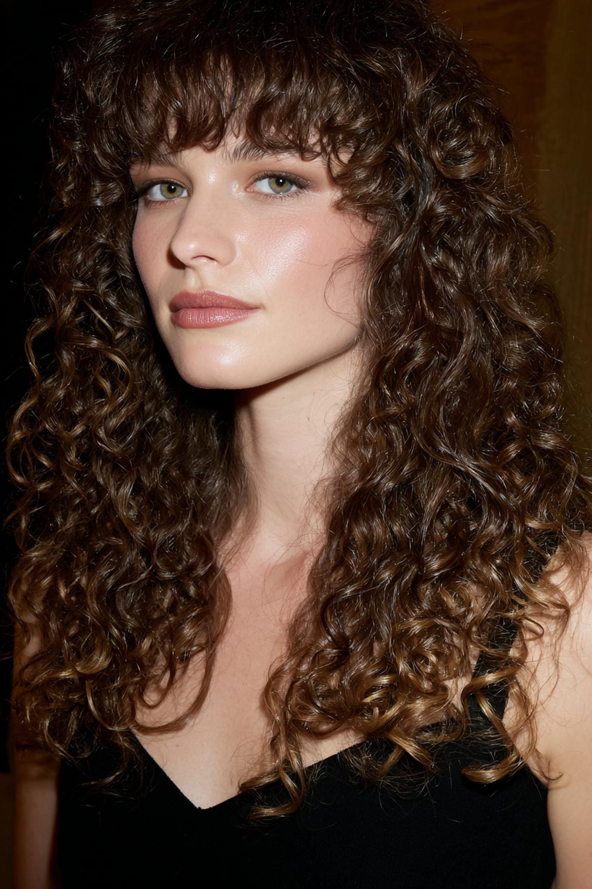 26. Frange longue en spirales pour Cheveux bouclés frange longue et cadre dramatique