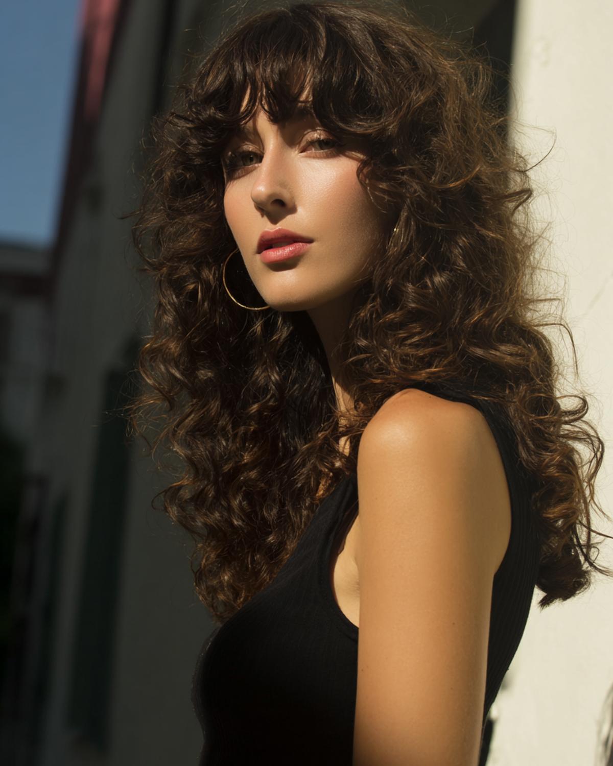 28. Frange longue souple au diffuseur pour Cheveux bouclés frange longue et volume doux