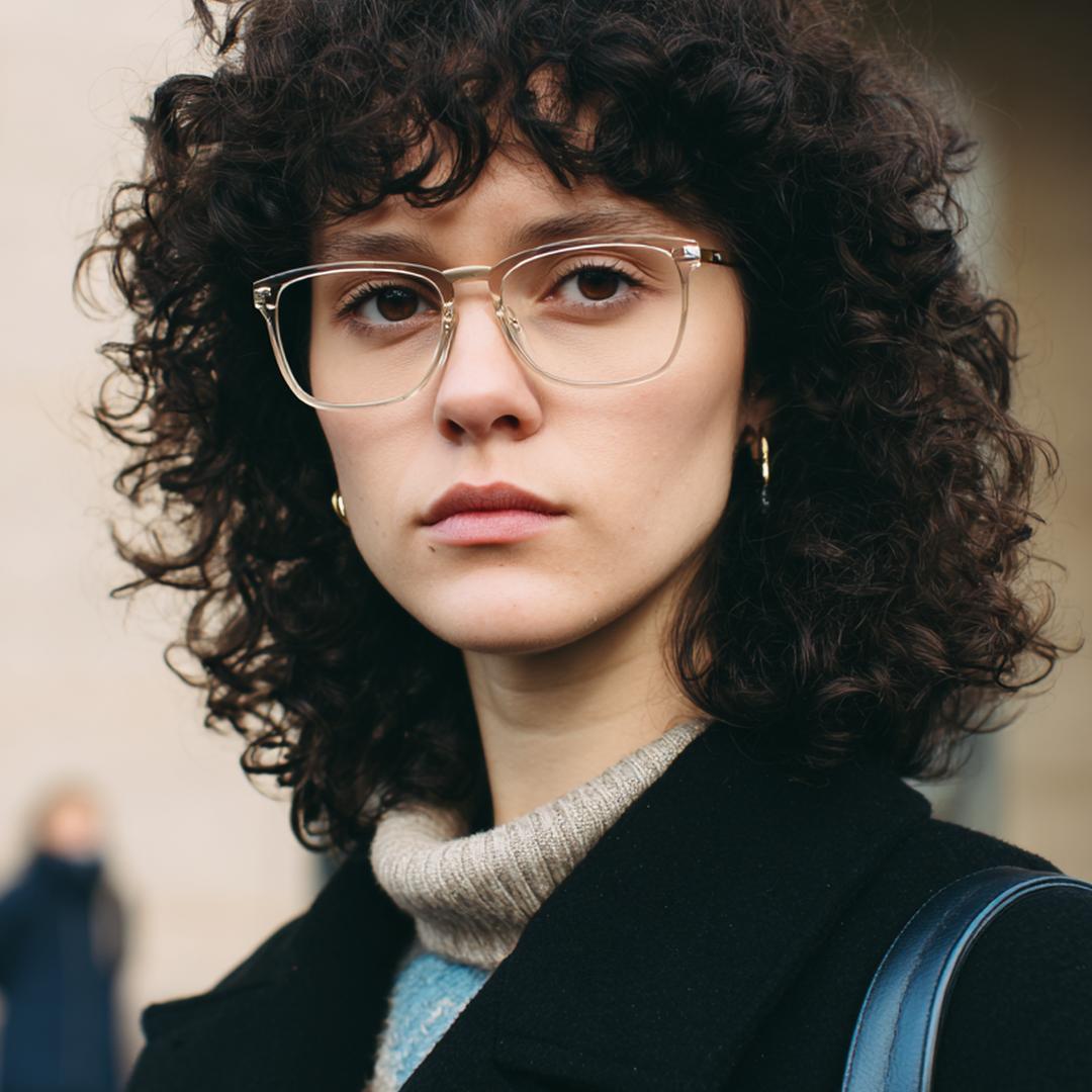 31. Frange légère au-dessus de la monture pour Cheveux bouclés frange lunettes et regard net
