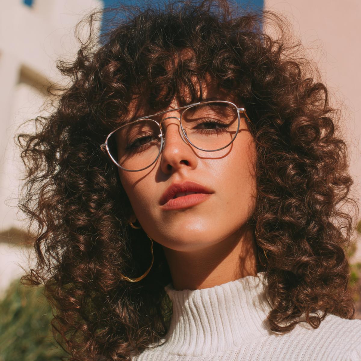 33. Frange définie anti-buée pour Cheveux bouclés frange lunettes et front propre