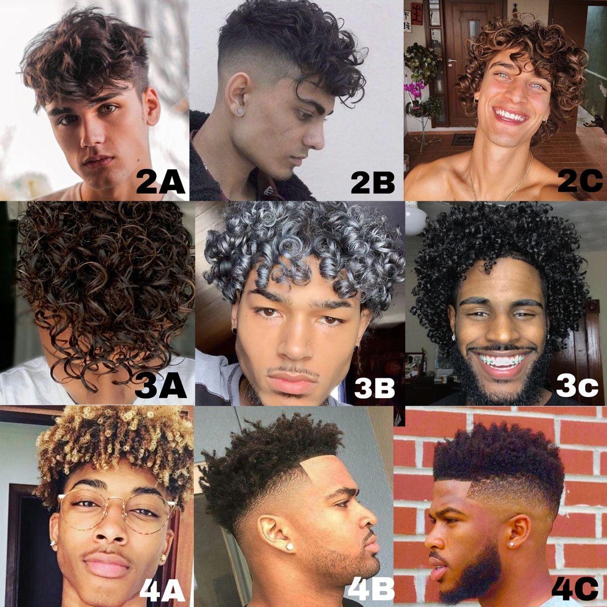Homme montrant différents types de boucles naturelles