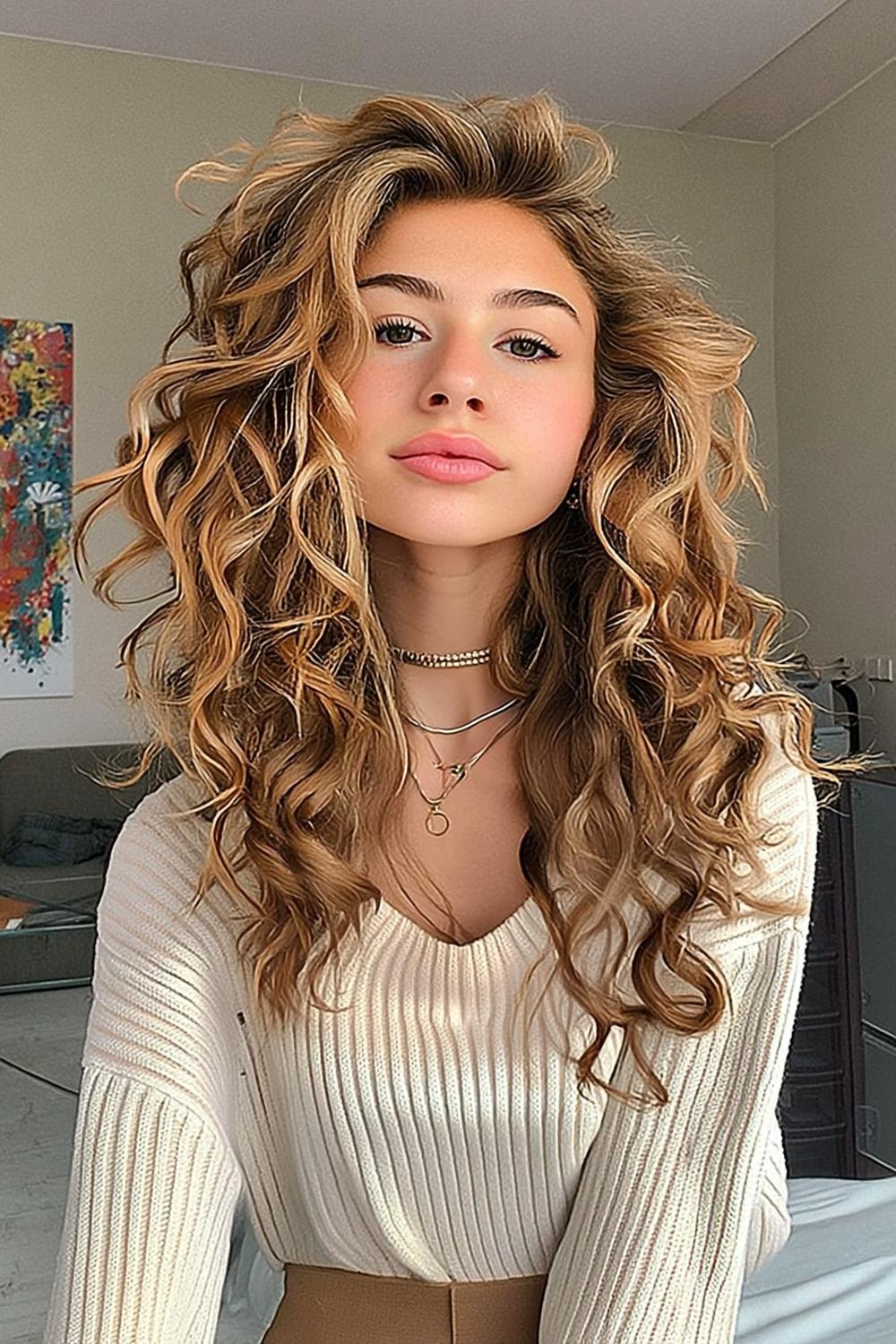 Boucles dorées volumineuses