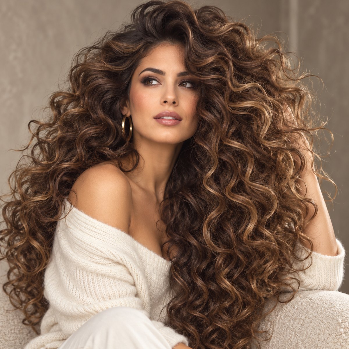 Cheveux bouclés longs avec grand volume
