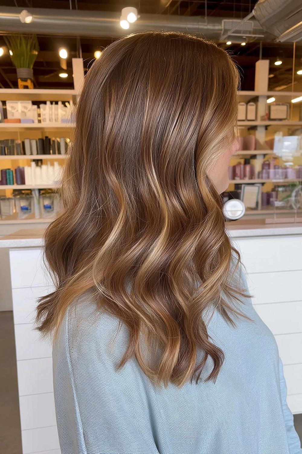 Mèches blondes contrastées