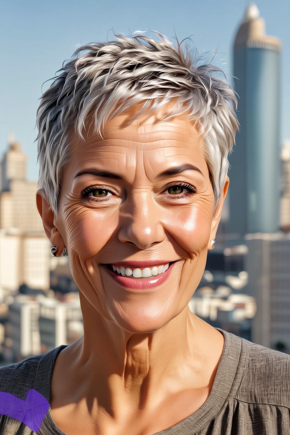 Pixie bouclé argenté