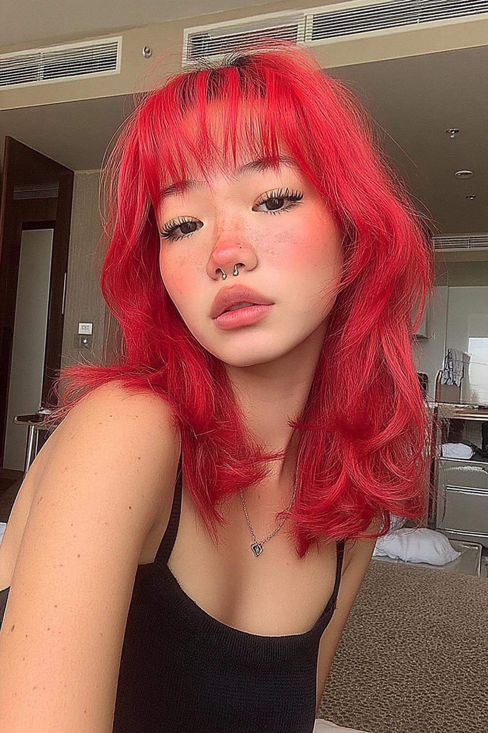 Bob rouge vif texturé