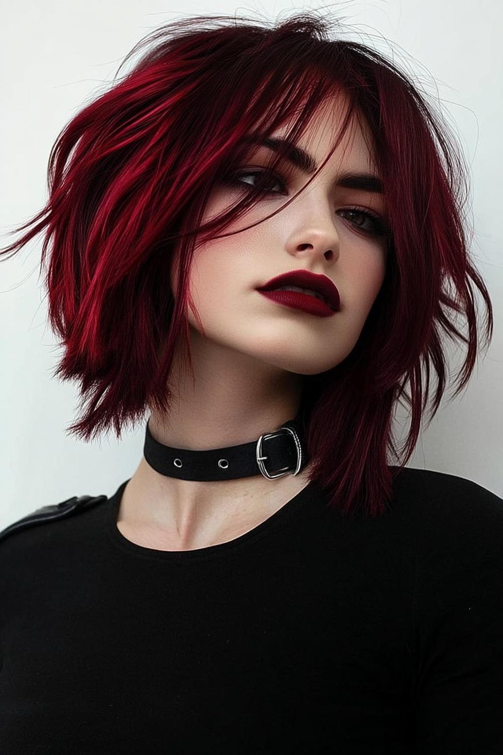 Carré bordeaux profond brillant