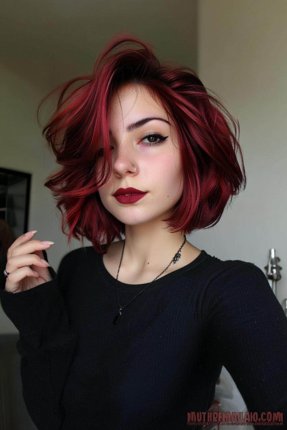 Chignon rouge décontracté extérieur