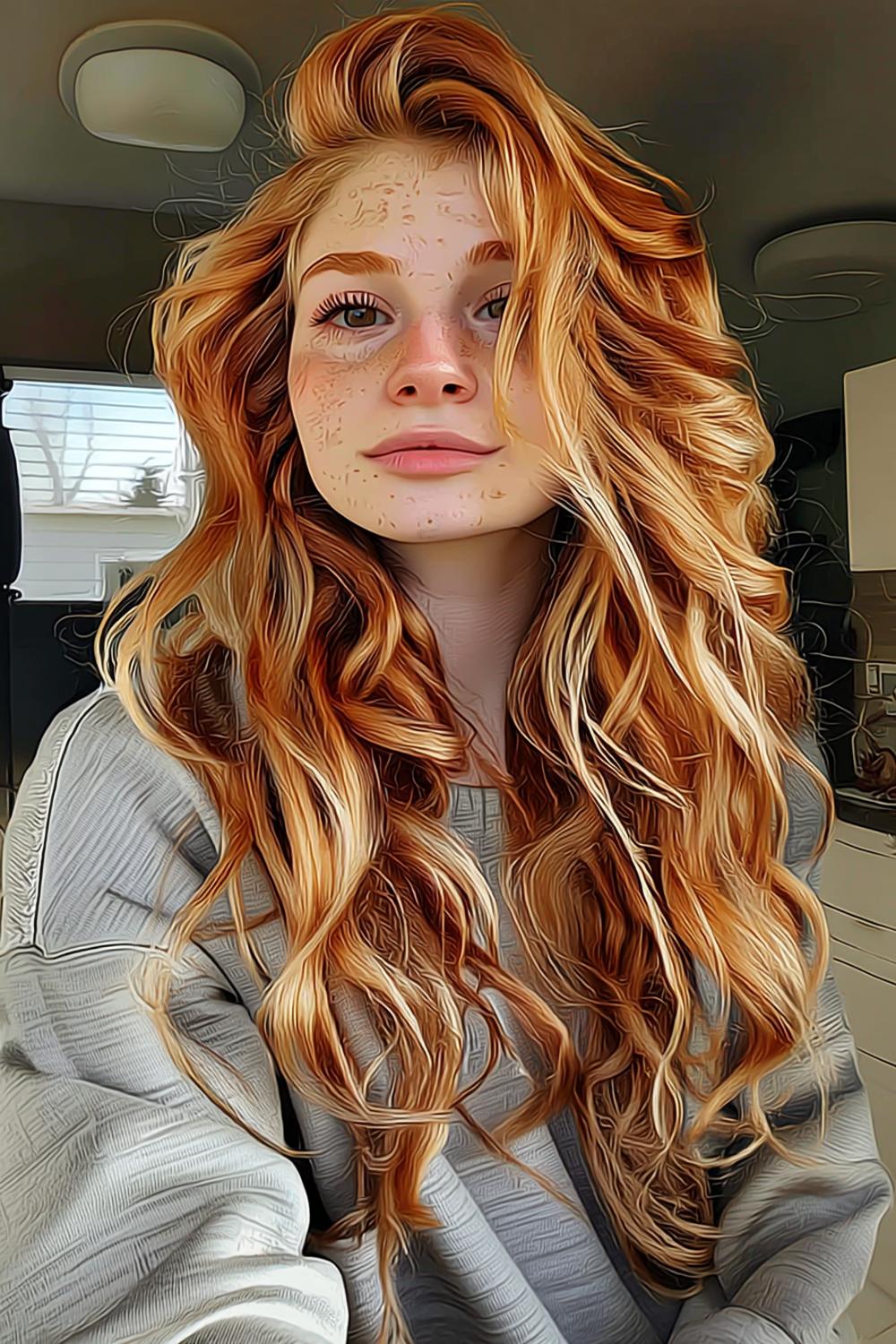 Coupe courte rouge cuivre