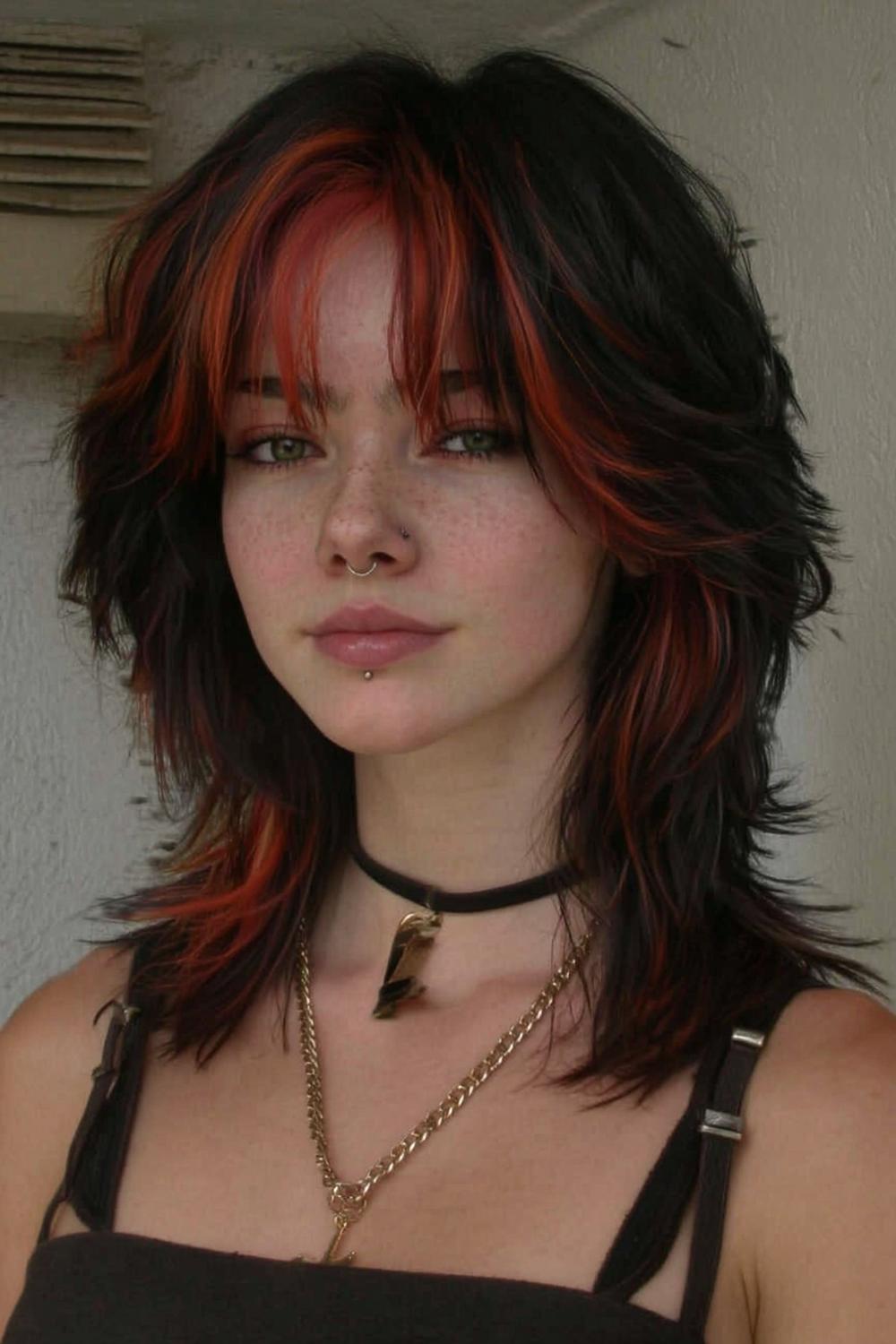 Mèches rouge cuivre brillantes