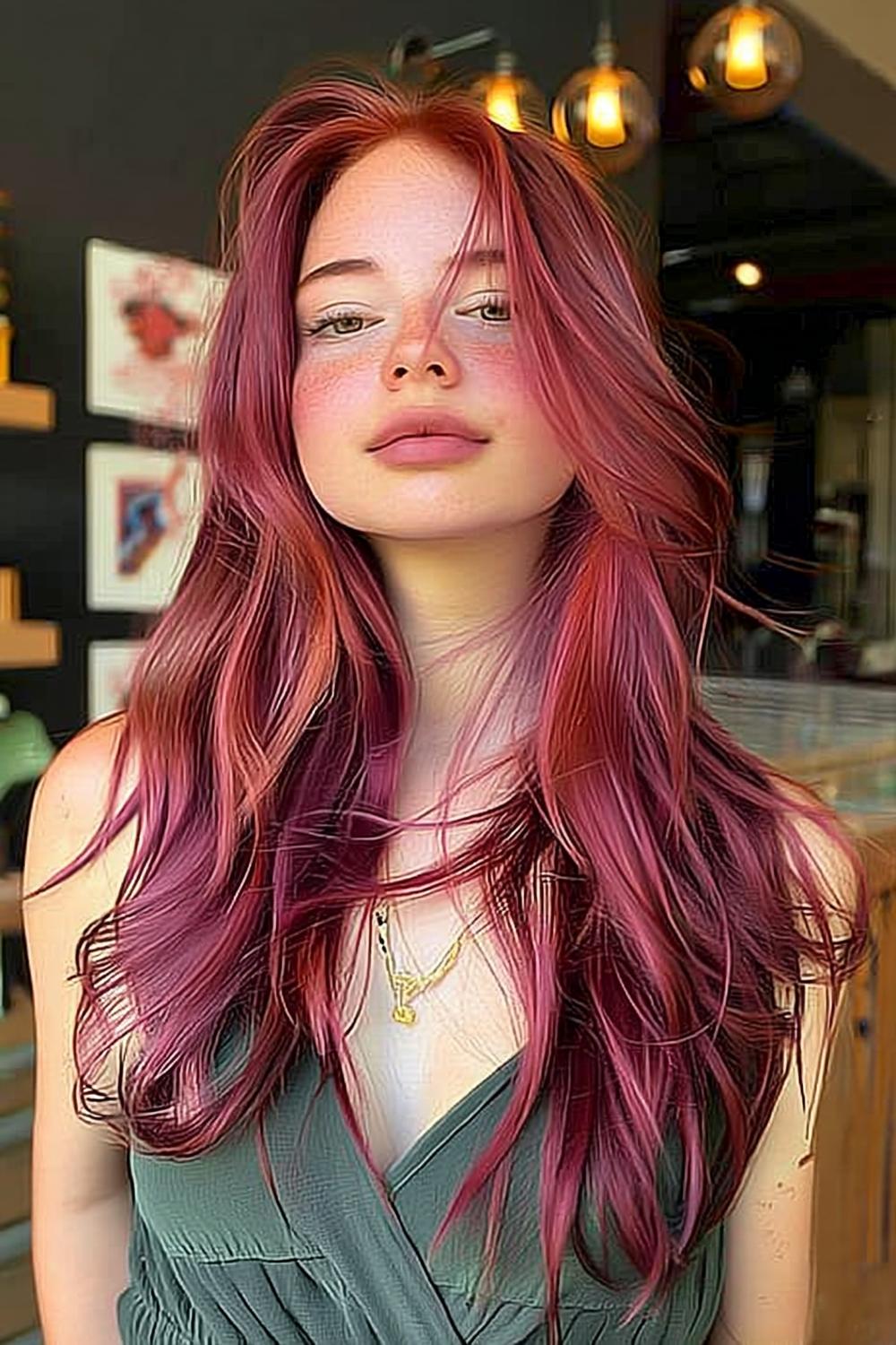 Rouge naturel ondulé long