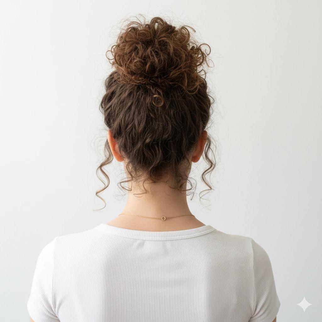 Chignon rapide cheveux bouclés quotidien
