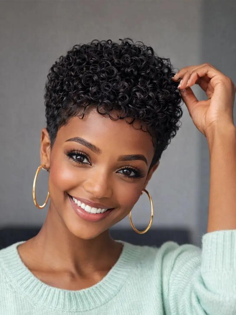 Afro court cheveux bouclés