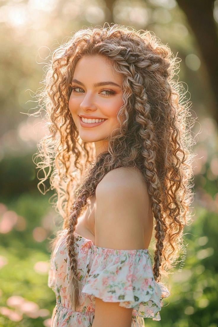 Coiffure bohème cheveux bouclés