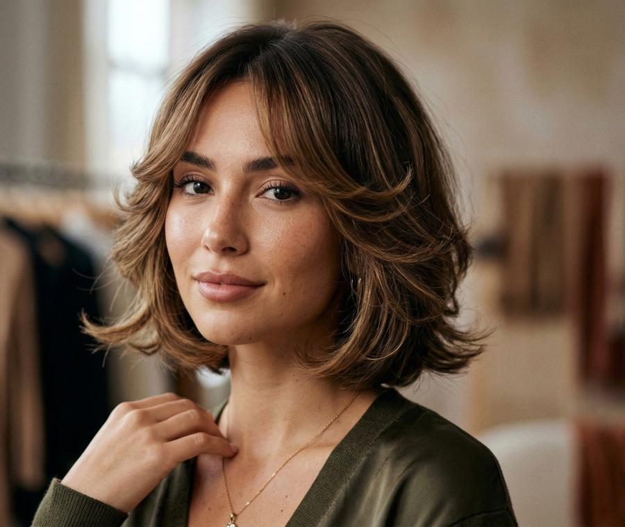 Coupe butterfly visage rond femme