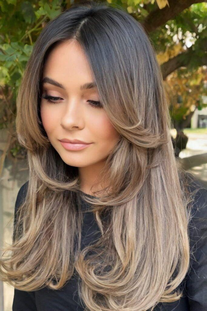 Balayage naturel coupe butterfly