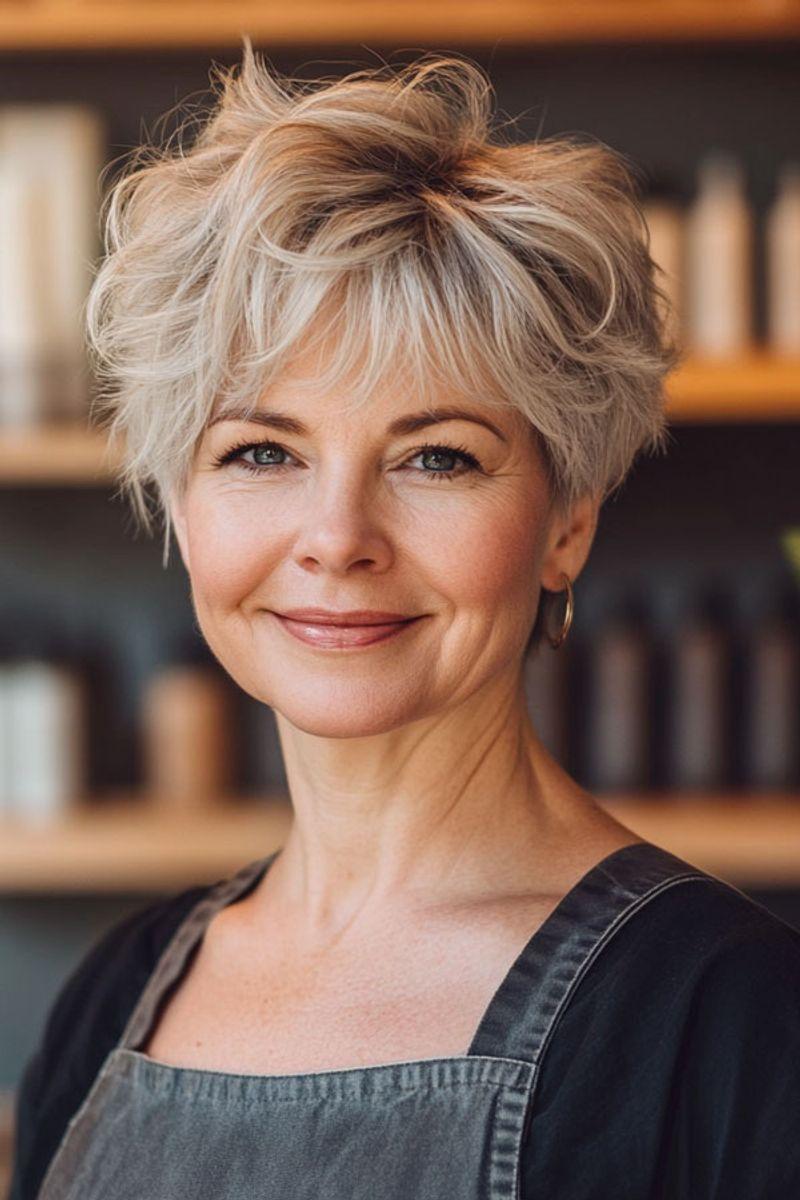 Coupe courte coiffé décoiffé femme