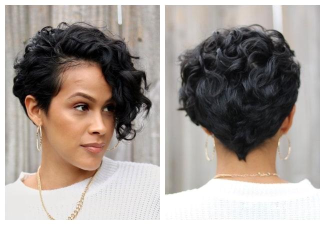 Coupe courte bouclée asymétrique