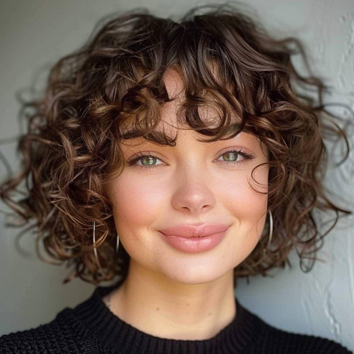Frange sur cheveux bouclés courts