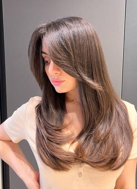 Cheveux lisses longs frange rideau