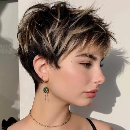 Pixie avec mèches relief cheveux fins