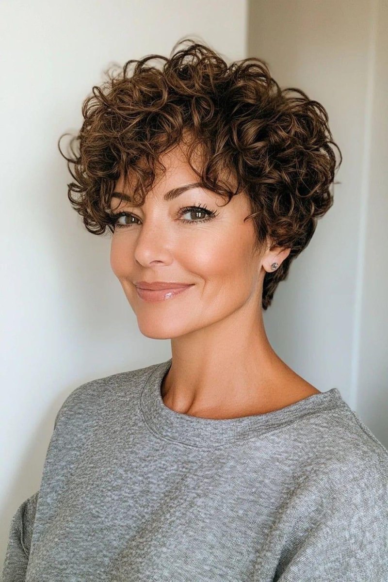 Pixie courte bouclée avec volume