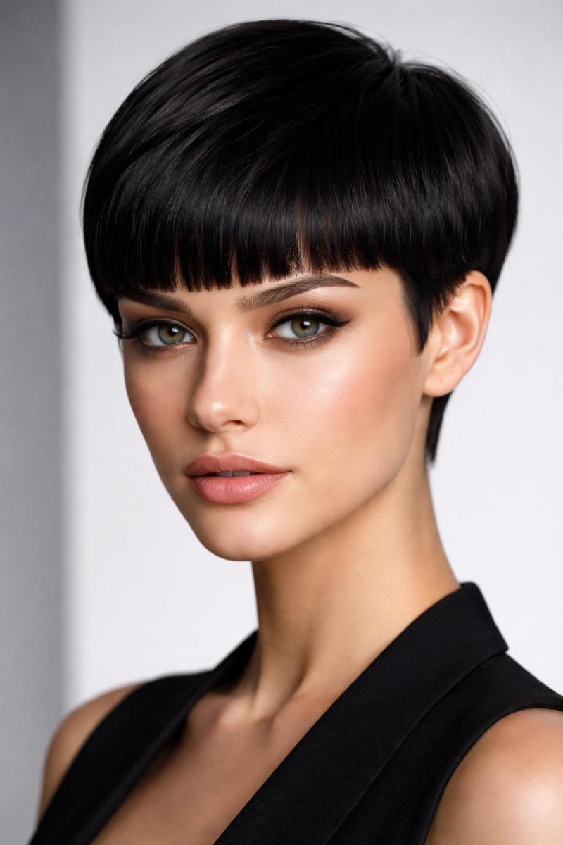 Pixie courte frange droite chic