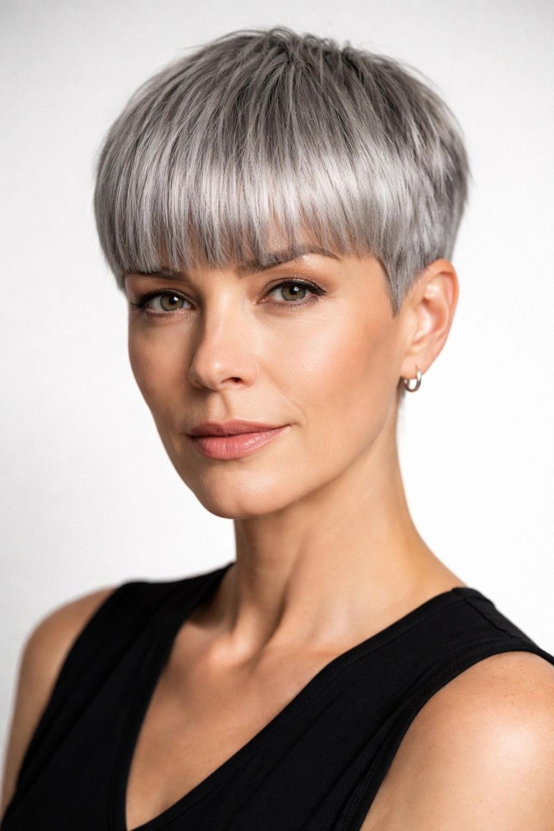 Pixie grise avec frange courte